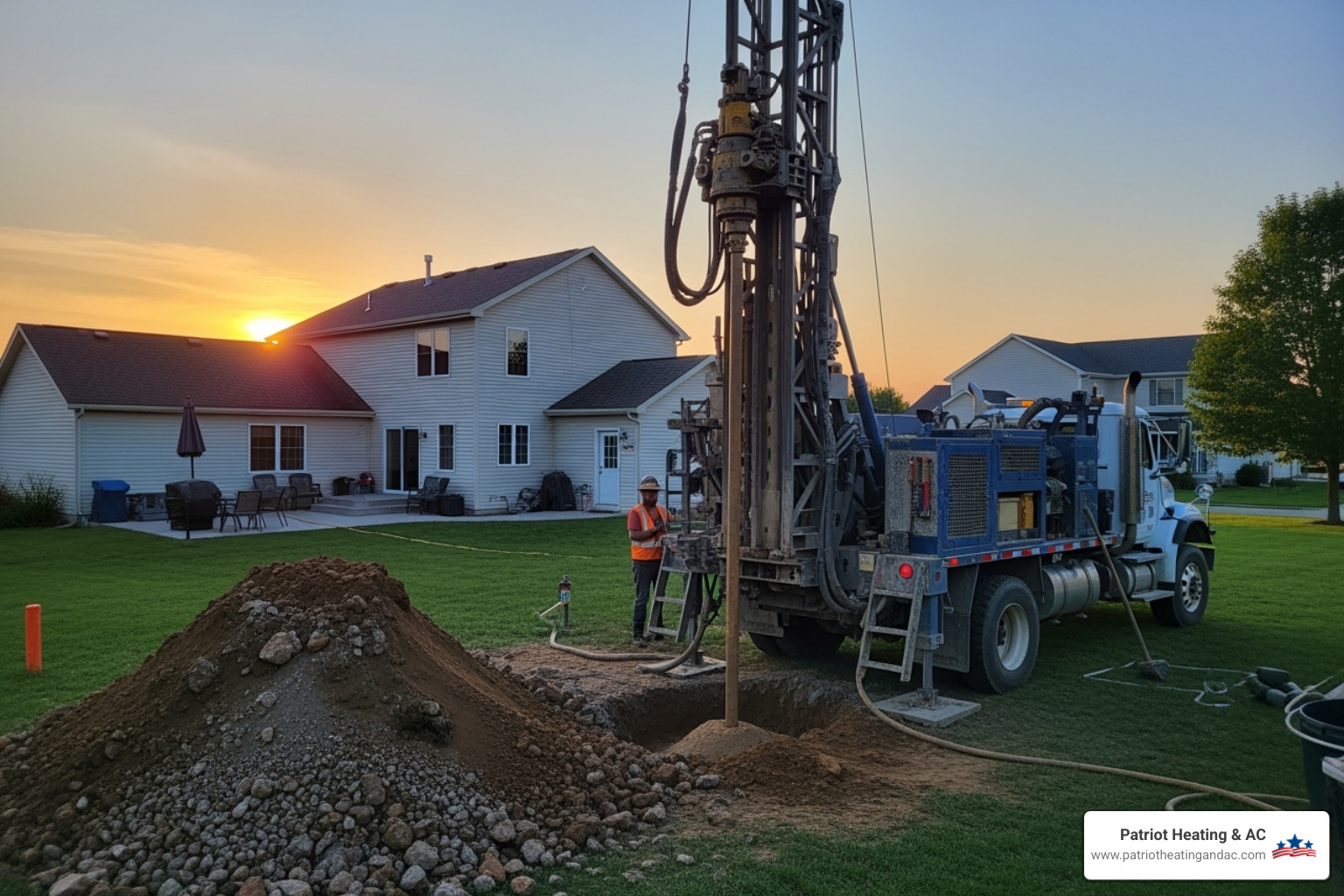 Image of a drilling rig for a vertical loop installation - Geothermal heat pump